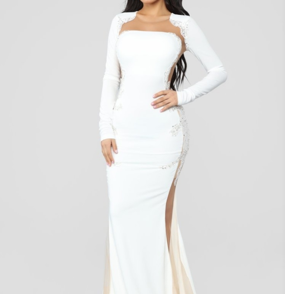 White and mesh long dress - large 😍